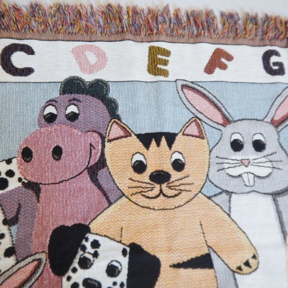1996 Goodwin Weavers Pillow Buddies Kids Tapestry Throw Blanket Nursery Animals - Picture 11 of 16